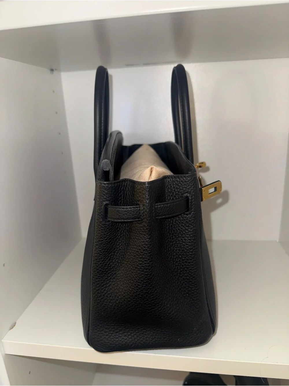 Hermes 25 Birkin Black Togo Leather Satchel with Gold Hardware